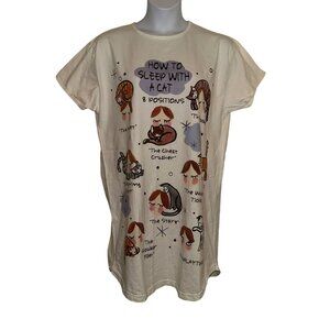 Rel-E-Vent Cat Lover Pajamas Night Shirt Womens OS One Size PJs How Sleep Cat